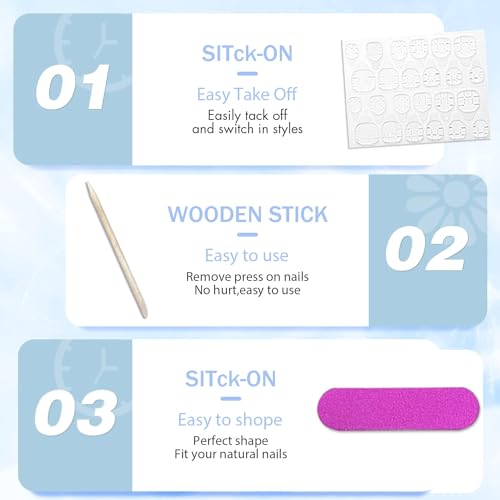 Gradient Pink Glitter Press on Nails Short Medium Square,Xcreando Pink Fake Nails Glue on,Artificial Nails Medium Length Coffin,T-shape Acrylic Nails False Nails for Women in 24PCS - Image 7