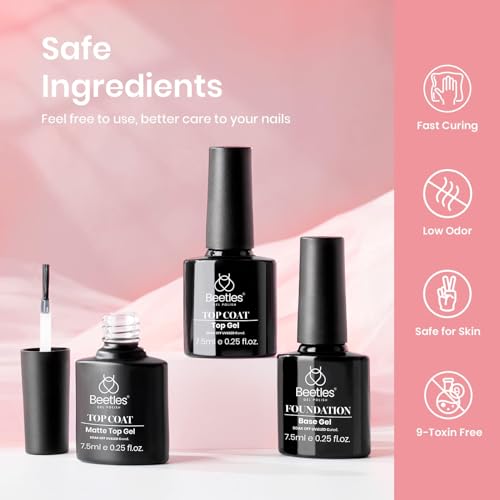 Beetles Gel Nail Polish Kit with U V Led Nail Lamp 6 Colors White Sheer Pink Nude Jelly Brown Gel Polish Starter Kit Manicure Soak off UV Light Gel Nail Polish Set Salon DIY Nail Decoration - Image 7