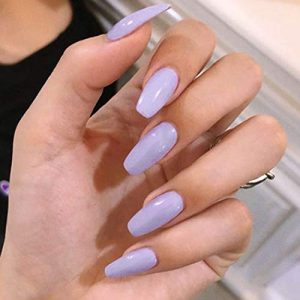 Glossy Long Fake Nails Purple Coffin Press on Nails Acrylic Full Cover False Nails for Women and Girls (24Pcs) (SET1)