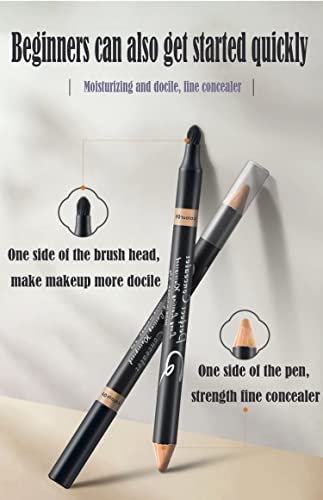 AKARY 2-in-1 Dual-Sided Concealer Pencil with Brush, Wheat Color, for Face and Eyes - Image 2