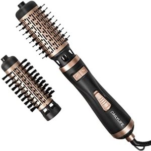 DAILYLIFE Blow Dryer Brush, Rotating Hair Dryer Brush with 2 Brushes (2" & 1.5"), Ceramic & Ionic Technology, Black & Gold