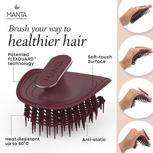 Flexible Detangling Hair Brush for Gentle Hair Care and Scalp Massage - Burgundy-Rose, Medium Size - Image 4