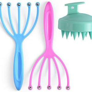 Abnaok Scalp Massager and Shampoo Brush, Protable Hand Held SPA Head Massager for Deep Relaxation & Stress Reduction in The Office Home, Shower Hair Brush for Women Men Kids