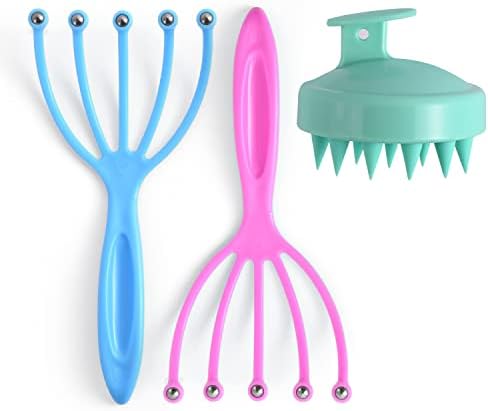 Abnaok Scalp Massager and Shampoo Brush, Protable Hand Held SPA Head Massager for Deep Relaxation & Stress Reduction in The Office Home, Shower Hair Brush for Women Men Kids