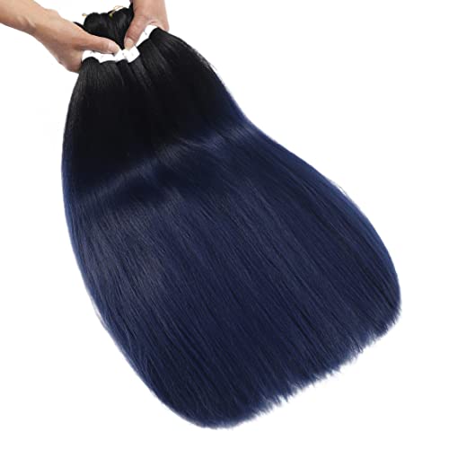Pre Stretched Braiding Hair Extensions 26 Inch 6 Packs Braid Hair Prestretched Crochet Braids Hair Hot Water Setting High Temperature Synthetic Fiber Premium Yaki Texture(26inch,Black-Dark Blue) - Image 5