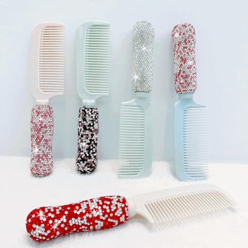 Diamond Comb Hair Brush for Detangling Cushion, Bling Rhinestone Hair Combs for Girls and Women -Purple - Image 5