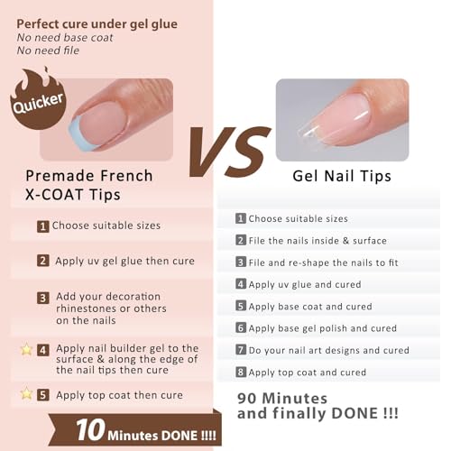 LuGlory 1050 Piece Color Salon Acrylic Semi Gel Nail Tips with Pre-applied Primer and Base Coat - Image 8