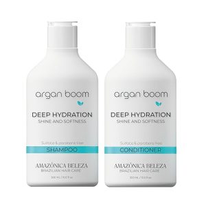 AMAZONICA BELEZA Argan Boom Shampoo and Conditioner for Moisturizing and Nourishing | Hydrate & Repair Dry Hair | Hidrata y Repara |10 Oz