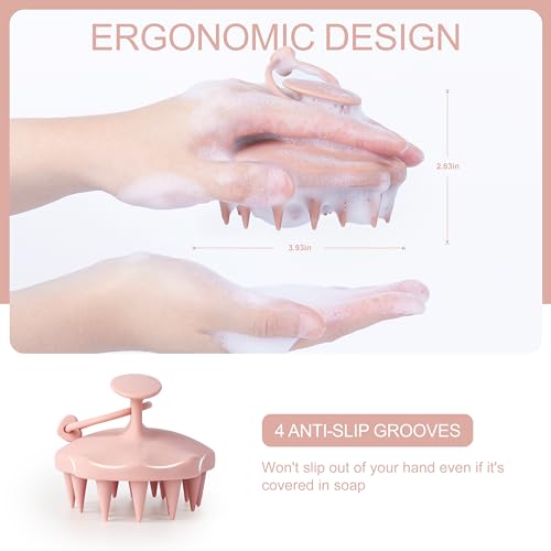 Sndyi Pink Silicone Scalp Massager Brush for Gentle Hair Washing and Dandruff Relief - Image 5