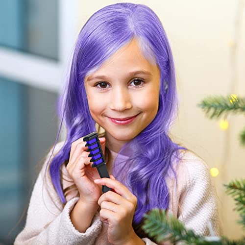 New Hair Chalk Comb Temporary Bright Hair Color Dye for Girls Kids, Washable Hair Chalk for Girls Age 4 5 6 7 8 9 10 New Year Birthday Cosplay DIY Halloween, Christmas(Purple) - Image 6