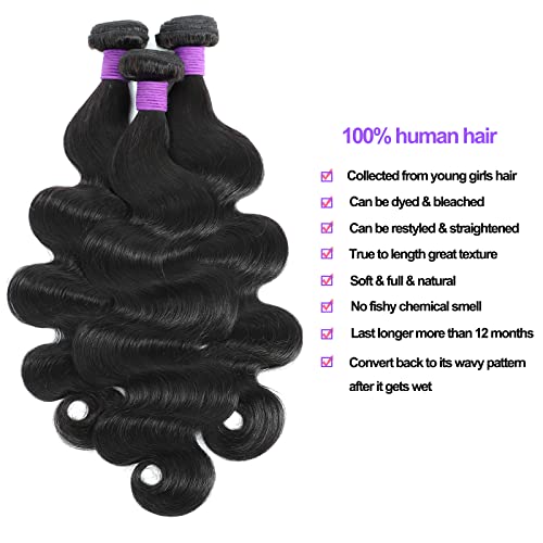 Brazilian Body Wave Bundles 18 20 22 Inch Human Hair Bundles 100% Unprocessed Brazilian Virgin Hair Body Wave 3 Bundles Human Hair Weave Extensions Natural Color - Image 4