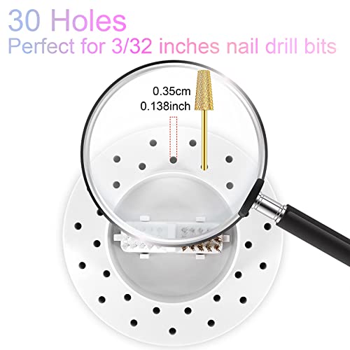 Large Nail Drill Bits Holder with Nail Drill Bits Cleanser, 30 Holes Solid Anti Slip Dustproof Nail Drill Bits Stand Displayer Organizer Holder(Not include drill bits) - Image 4