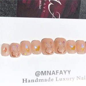 Luxury Handmade 3D Reusable Press On Nails Set of 10 UV Finished Custom Designs