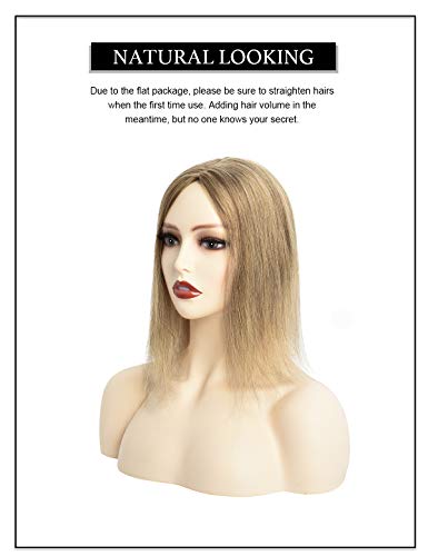 Rose Bud 14 Inch Light Brown Human Hair Clip-In Topper for Thinning Hair - Image 6