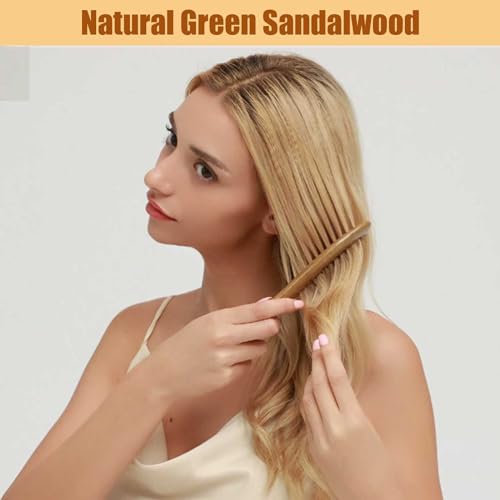 Comb Wide Tooth Comb Hair Comb Wooden Comb for Women Detangling Comb Green Sandalwood Comb for Men Women - Image 3