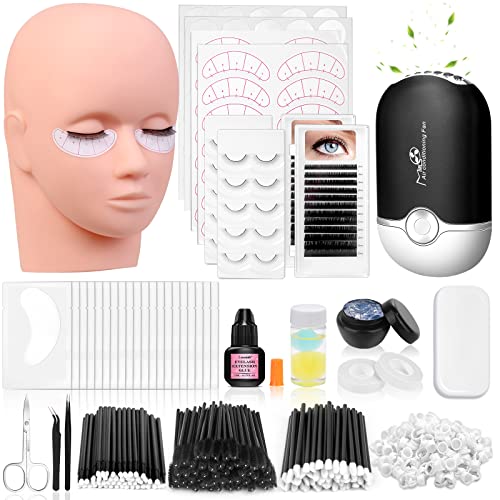 442 Piece Eyelash Extension Training Kit with Reusable Mannequin Head