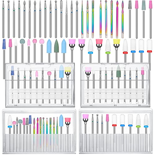 47 Piece Electric Nail Drill Bit Set 3/32 Inch Diamond Ceramic for Acrylic Gel Nails