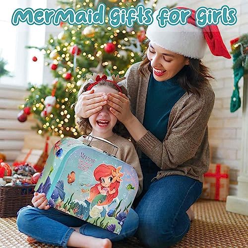 48pc Mermaid Tea Party Set for Little Girls,Birthday Gifts for Age 3 4 5 6 Year Old Girls,Pretend Tin Teapot, Cups, Plates,and Food Sweet Treats Playset for Princess Tea Time Play Kitchen Toys - Image 6