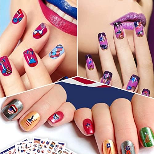 4th of July Nail Art Stickers Independence Day Patriotic Nail Decals 3D Self-Adhesive American Flag Heart Star Nail Design for Memorial Day DIY Manicure Nail Tip Decoration(8 Sheets) - Image 5