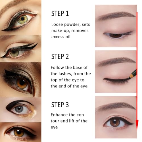 5-in-1 Black Waterproof Eyeliner Set with Razor, Stencil, and Easy Application Tools - Image 5