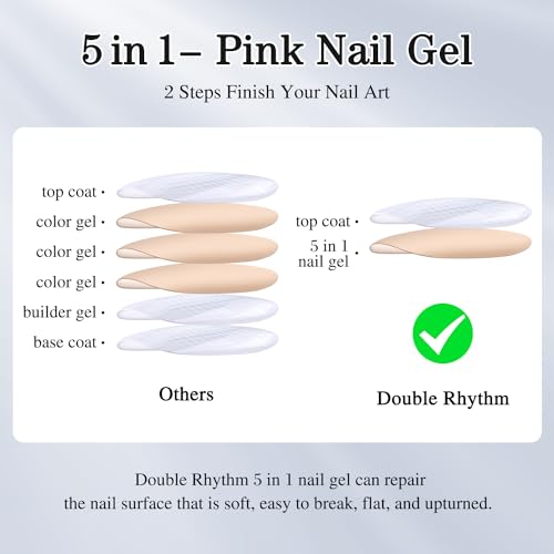 5-in-1 Builder Gel Polish Pink Nude for Strong Nails and Extension - Image 7