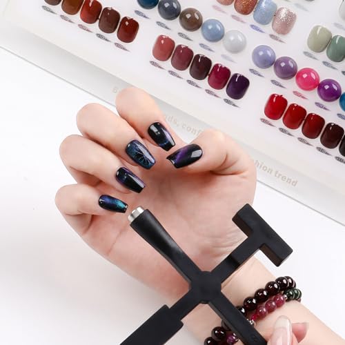 5 in 1 Cat Eye Magnet for Nails, 2Pcs Multifunctional Cat Eye Gel Nail Polish Magnet, Upgraded Strong Magnetism Cross Nail Magnets for 3D Nail Art Design DIY Home Salon Manicure (Black) - Image 7