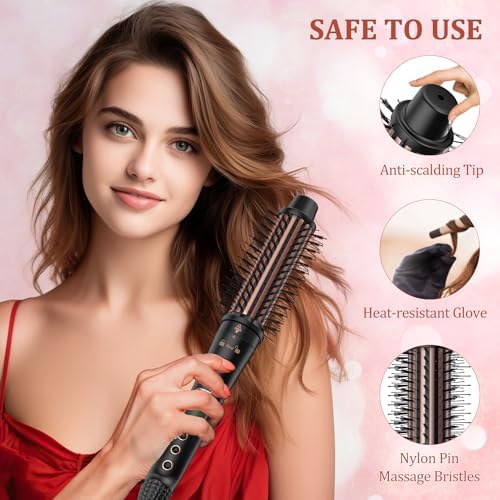 5 in 1 Curling Iron Set, Curling Wand Set with Changeable Attachment Including Triple Barrel Hair Waver 0.35” 0.75” 1” Curling Iron 1.4” Curling Brush and LCD Temperature Display - Image 5