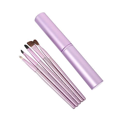 5 Pcs Horsehair Eyeshadow Brush Eye Smudger Brush Wood Makeup Eye Blending Brush Eyeliner Brush Lip Brush Eye Crease Brush Foundation Brush Travel Flat Purple Beauty Tools