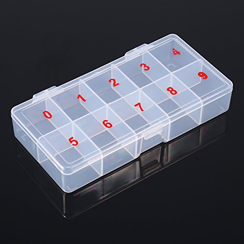 5 Pcs Nail Tip Box Nail Drill Bit Case False Empty Nail Tips Organizer Storage Box False Tips Plastic Half Cover Compartments Acrylic Translucent Art Storage Case Container Nail Box for Salon Home DIY