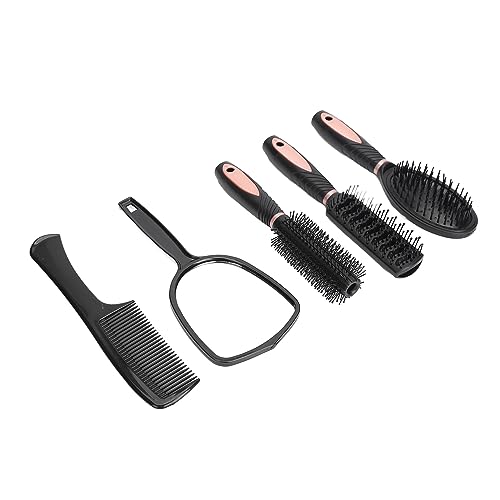 5-Piece Detangling Hair Brush Set with Stand and Mirror Holder for Wet Dry Hair - Image 2