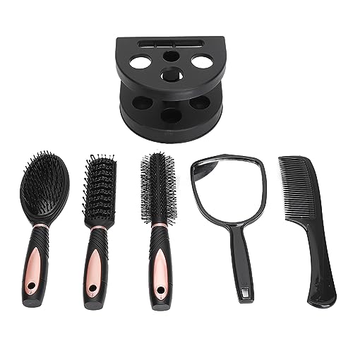 5-Piece Detangling Hair Brush Set with Stand and Mirror Holder for Wet Dry Hair