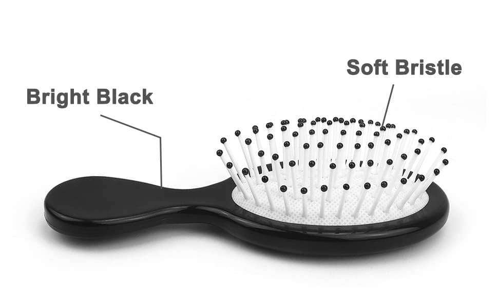 50 pcs Mini Hair Brush Bulk, Travel Detangling Brush Soft Bristles Wet Dry Hair Brush Kids Hair Brush for Most Hair Types with Ease Knots Without Tears or Breakage (Black and White) - Image 3