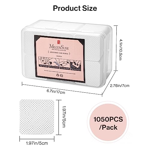 MelodySusie Gel Top Coat - 15ml No Wipe Top Coat with Lint Free Nail Wipes, 1050 PCS Absorbable Nail Polish Remover Pads - Image 9