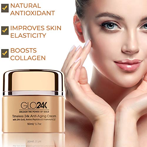 GLO24K Timeless Anti-Aging Cream with 24k Gold, Potent Peptides, and Vitamins A,C,E and Retinol - Image 4