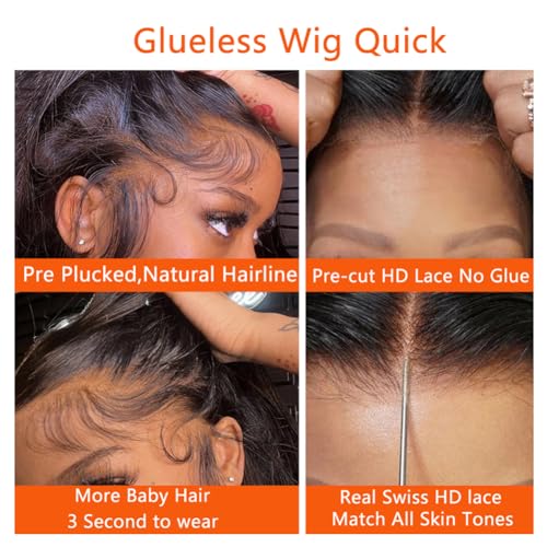 Amanda Wear And Go Glueless Wigs Human Hair Pre Cut Lace 6x4 Deep Wave Wig 180 Density Human Hair Wig Glue HD Lace Front Wig Human Hair 18 Inch - Image 5