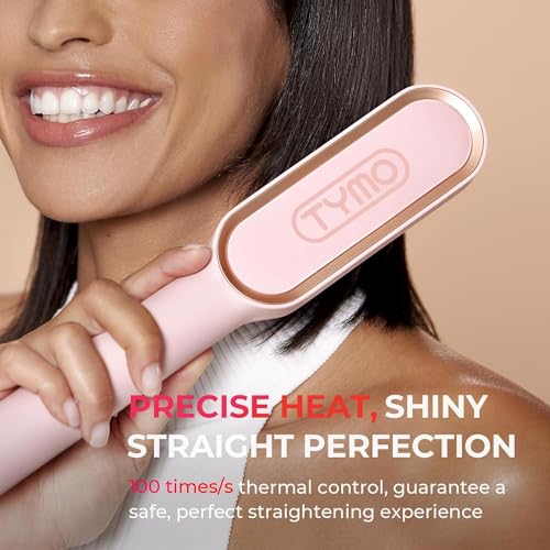 Ring Pink Hair Straightener Brush – Hair Straightening Iron with Built-in Comb, 20s Fast Heating & 5 Temp Settings & Anti-Scald, Perfect for Professional Salon at Home - Image 6