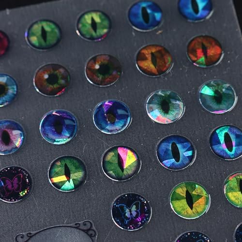 Dinosaur Eyes Nail Art Stickers Decals, 3D Lizard Eyes Nail Self-Adhesive Sticker Designs Demon Eyes Glitter Nail Transfer Decal Acrylic Supplies Decorations for Women Girls Manicure Art Tips - Image 4