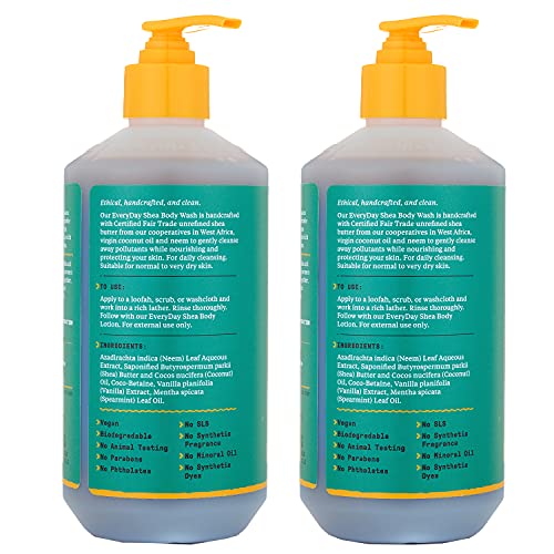 Alaffia Everyday Shea Body Wash, Naturally Helps Moisturize and Cleanse Without Stripping Natural Oils with Fair Trade Shea Butter, Neem, and Coconut Oil, Vanilla Mint, 2 Pack - 16 Fl Oz Ea - Image 3
