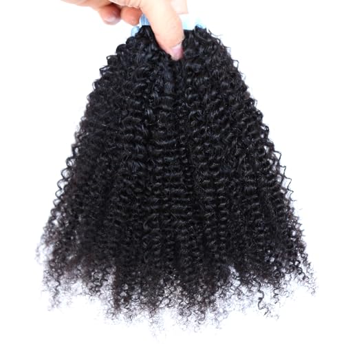 ZigZag Hair Afro Kinky Curly Tape in Extensions Human Hair 40pcs 100g 4B 4C Brazilian Virgin Human Hair Skin Weft Tape Hair Extensions (12inch, 4B 4C) - Image 3