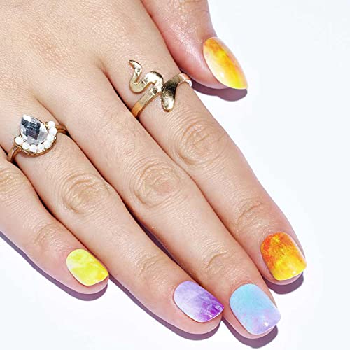 GLAMERMAID Press on Nails Extra Short Squoval, Spring Summer Colorful Neon Ombre Rainbow Glue on Gel Nails, 24Pcs Round Reusable UV Finish Fake Nails Acrylic False Nails Manicure Kits for Women Gifts - Image 6