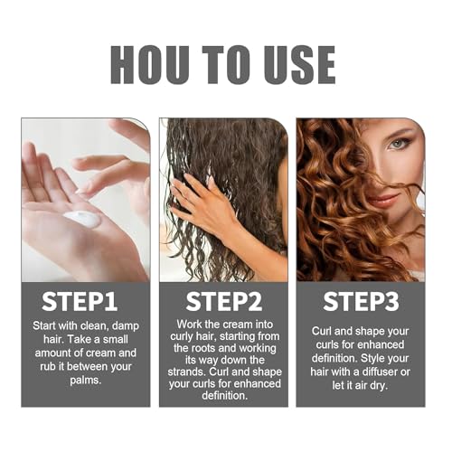 Long-Lasting Styling Moroccan Volume Moisturizing Elasticity, Curl Defining Cream, Curling Cream, Curl Care Elastic Cream for Curly Hair (1PCS) - Image 6