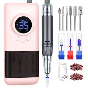 Saviland 35000RPM Professional Nail Drill - Salon Quality Electric Nail Drill Kit for Acrylic/Gel Nails Removal Easy to Use Portable Nail File Manicure Tools Home Nail Care