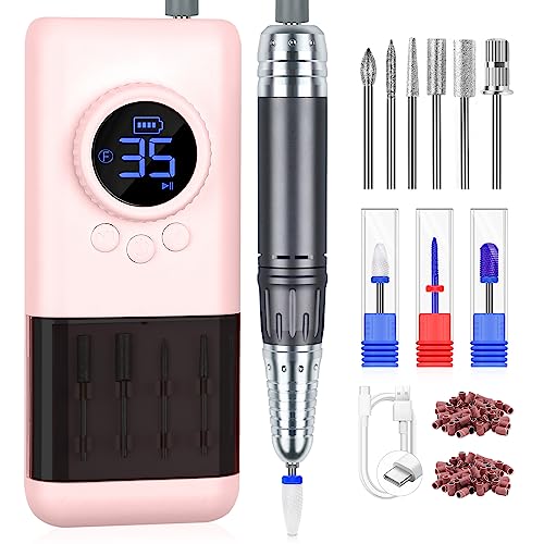 Saviland 35000RPM Professional Nail Drill - Salon Quality Electric Nail Drill Kit for Acrylic/Gel Nails Removal Easy to Use Portable Nail File Manicure Tools Home Nail Care