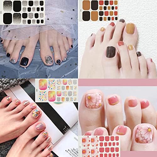 30 Sheets Gradient Color Toe Nail Polish Strips Stickers Adhesive Full Nail Wraps Nails Art Decal Stickers Manicure with Nail File for Women Girls - Image 9