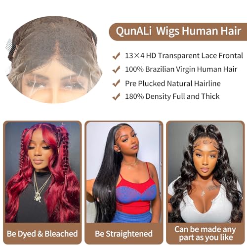 Body Wave Lace Front Wigs Human Hair 13x4 HD Lace Front Wigs Human Hair 180% Density Wigs For Women Lace Frontal Glueless Wigs Human Hair Pre Plucked With Baby Hair 26inch - Image 2