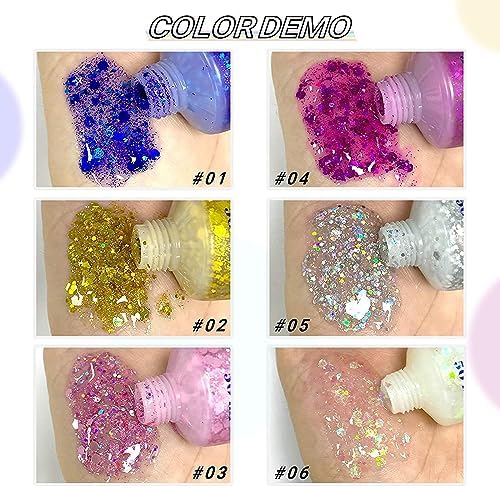 CCbeauty 50ml White and Pink Body Glitter Gel for Face, Hair, and Festivals - Shimmering Cosmetic - Image 3