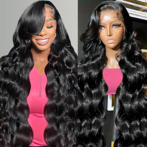 Body Wave Lace Front Wigs Human Hair 13X4 HD Lace Front Wigs Human Hair Pre Plucked 26 Inch Glueless Wigs for Black Women Human Hair 180 Density Frontal Wigs Human Hair with Baby Hair