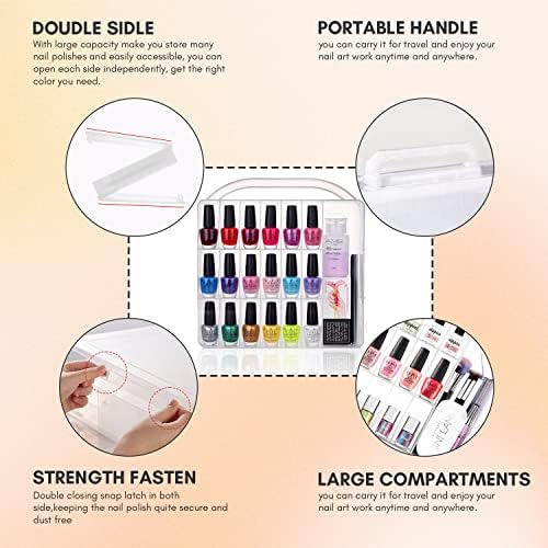 Makartt Nail Polish Organizer Gel Nail Polish Holder for 36 Bottles with Large Separate Compartment Universal Clear Nail Storage Travel Case Space Saver for Manicure Tools Nails Supply Displayer N-02 - Image 6