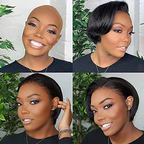 Usexy Pixie Cut Lace Front Wigs Human Hair 13x4 Lace Front Wigs Human Hair Short Bob Wigs Straight Lace Front Pixie Cut Wigs For Black Women 150% Density Pre Plucked With Baby Hair 1B Color - Image 5