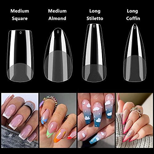 Medium Square Gel X Nail Tips Extension, 240PCS Clear Soft Gel Full Cover Nail Tips, M Square Press On False Nail Tips for Salons, and DIY Nail Art at Home (12 Sizes) - Image 6